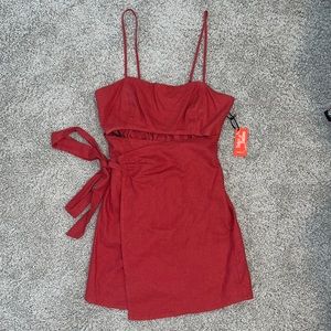 Red Linen Mini Dress - Forever 21